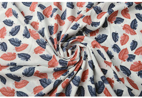 100% Viscose Pagoa Bladeren Off-White