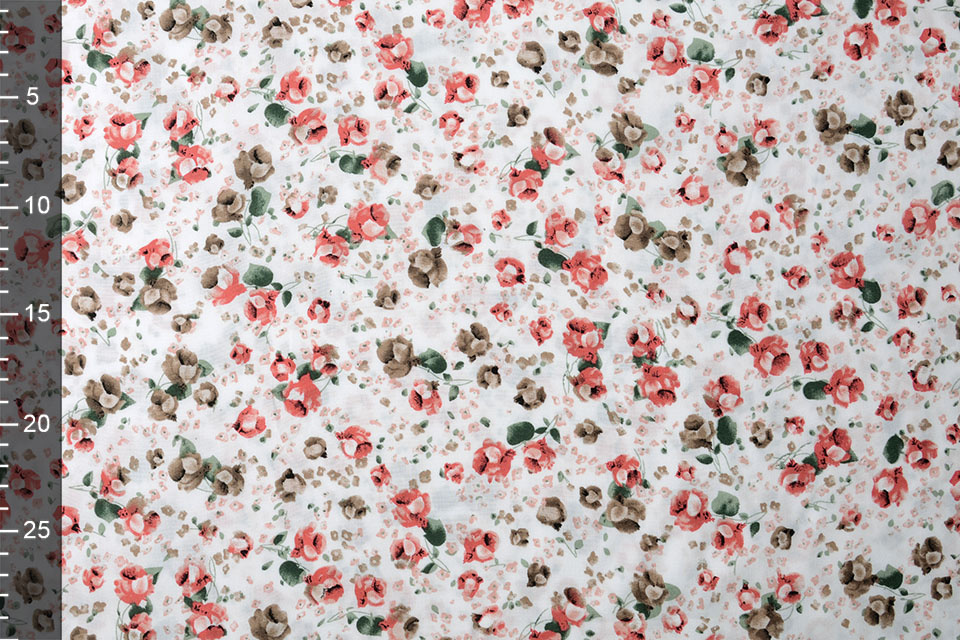 100% Viscose Kleine Bloemen Off White