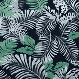 100% Viscose Jungle Bladeren Marine Blauw