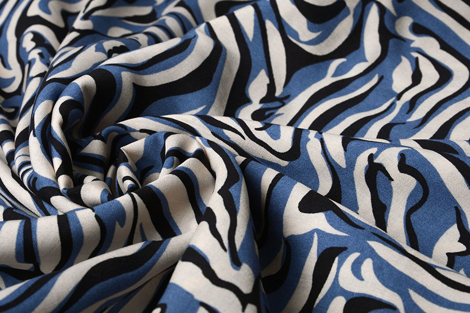100% Viscose Korowha Beige Blauw