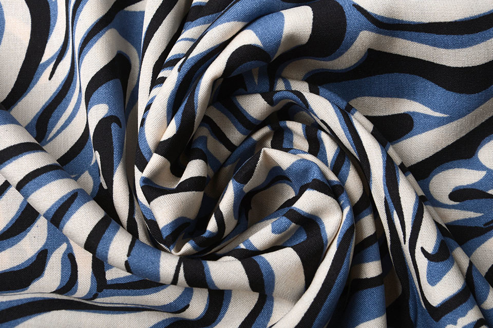 100% Viscose Korowha Beige Blauw