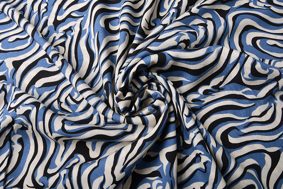 100% Viscose Korowha Beige Blauw