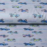100% Baumwolle Rennauto Grau Blau