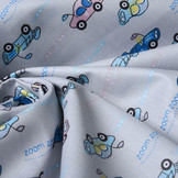 100% Baumwolle Rennauto Grau Blau