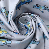 100% Baumwolle Rennauto Grau Blau