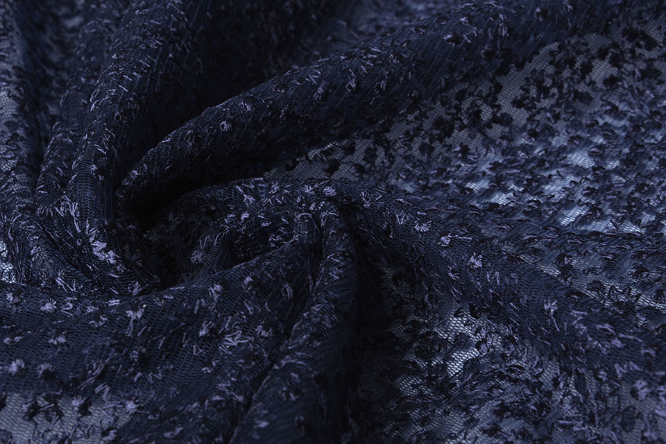 Mesh Embroidered Star Flower Navy Blue