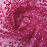 Mesh Embroidered Star Flower Fuchsia