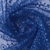 Netz Bestickt Stern Blume Königsblau