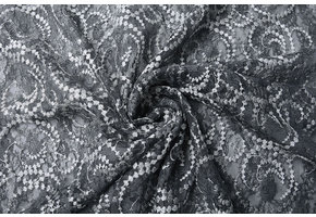 Geborduurd Kant Louisa Grijs Zilver