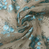 Mesh Geborduurd Olivia Taupe Blauw