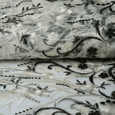 Mesh Geborduurd Victoria Creme Zwart