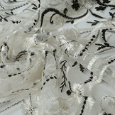 Mesh Embroidered Victoria Creme Black
