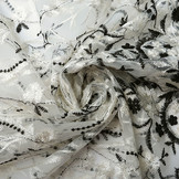 Mesh Geborduurd Victoria Creme Zwart