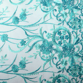 Mesh Geborduurd Victoria Turquoise Aqua