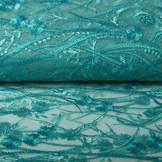 Netz Bestickt Victoria Türkis Aqua