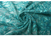 Mesh Embroidered Victoria Turquoise Aqua
