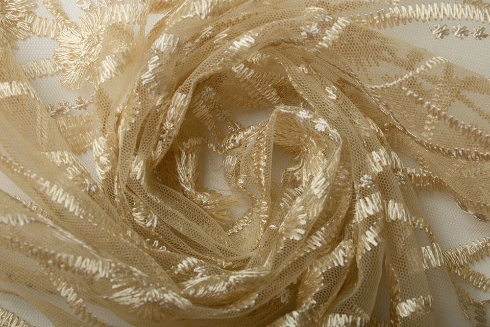 Mesh Embroidered Victoria Light Gold