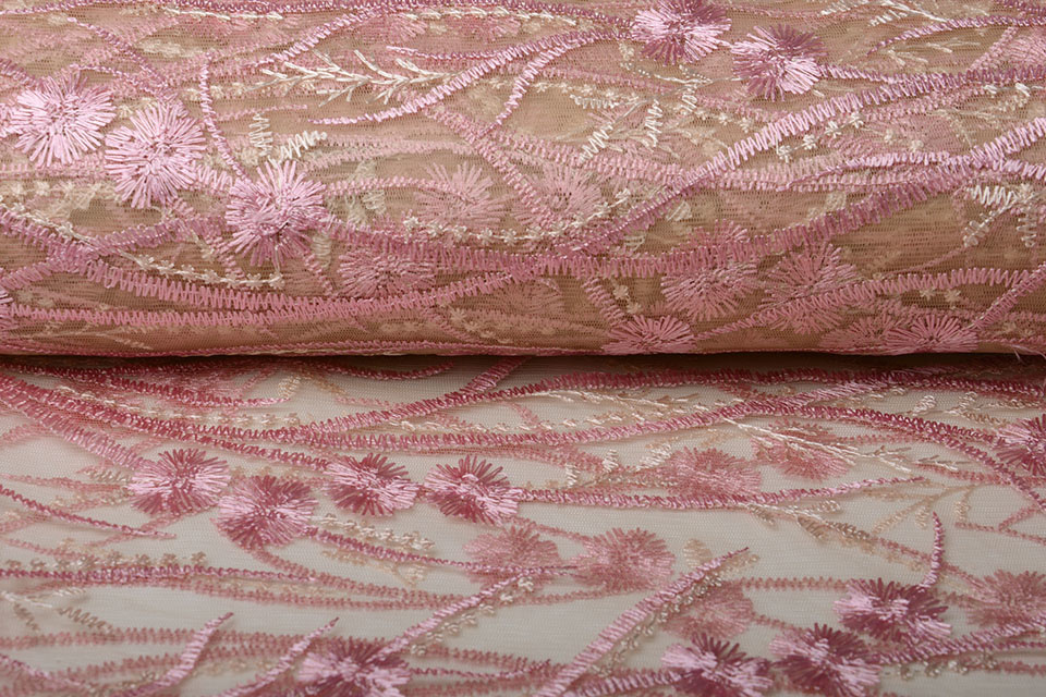 Mesh Embroidered Victoria Pink
