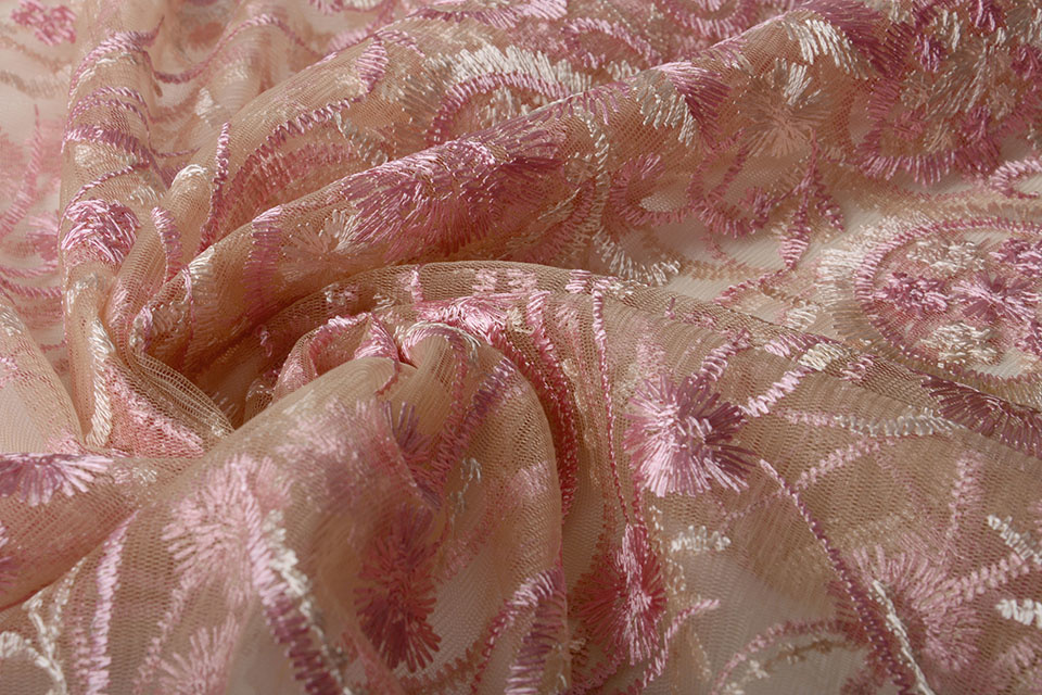 Mesh Embroidered Victoria Pink