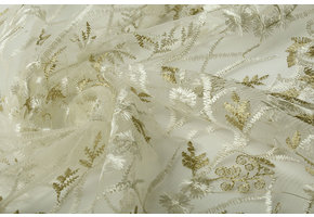 Mesh Embroidered Emma Creme Army Green