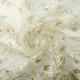 Mesh Geborduurd Emma Creme Army Groen