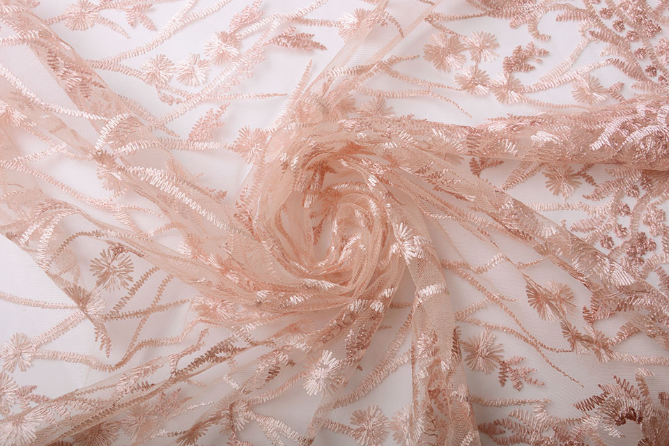 Mesh Embroidered Emma Powder Pink