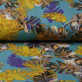 Viscose Jersey Crepe Levi Feathers Turquoise