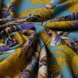Viscose Jersey Crepe Levi Feathers Turquoise