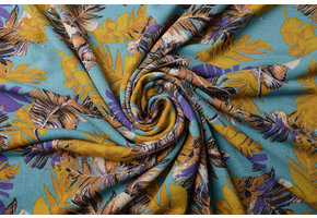 Viskose Jersey Crepe Levi Federn Türkis