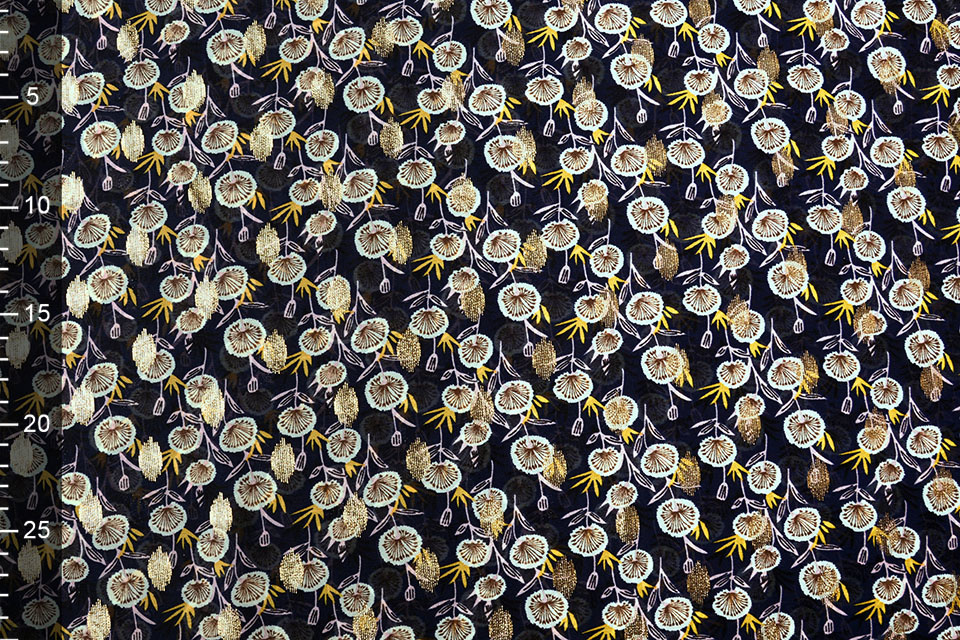 Chiffon Foil Blowball Navy Blue