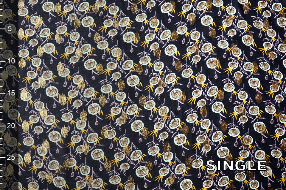 Chiffon Foil Blowball Navy Blue