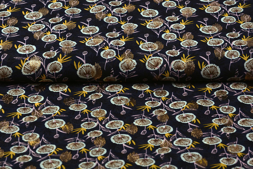 Chiffon Foil Blowball Navy Blue