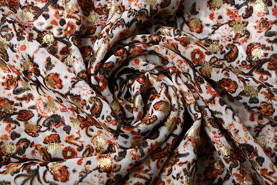 Chiffon Foil Cree White Red