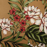 Scuba Crepe Bedrukt Twill Flower Mokka Bruin