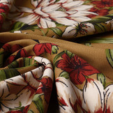 Scuba Crepe Bedrukt Twill Flower Mokka Bruin