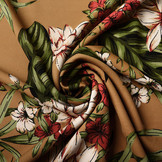 Scuba Crepe Bedrukt Twill Flower Mokka Bruin