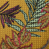 100% Viscose Leafs Diagram Ocher Yellow