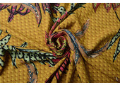 100% Viscose Leafs Diagram Ocher Yellow