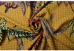 100% Viscose Leafs Diagram Oker Geel