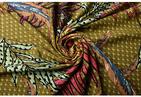 100% Viscose Leafs Diagram Oive Green