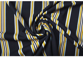 Scuba Crepe Sporty Stripe Navy Yellow