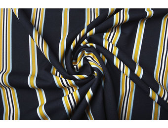 Scuba Crepe Sporty Stripe Navy Yellow