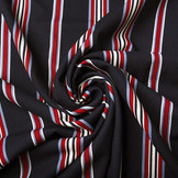 Scuba Crepe Sporty Stripe Navy Bordeaux