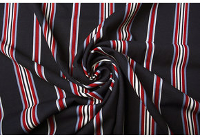 Scuba Crepe Sporty Stripe Navy Bordeaux