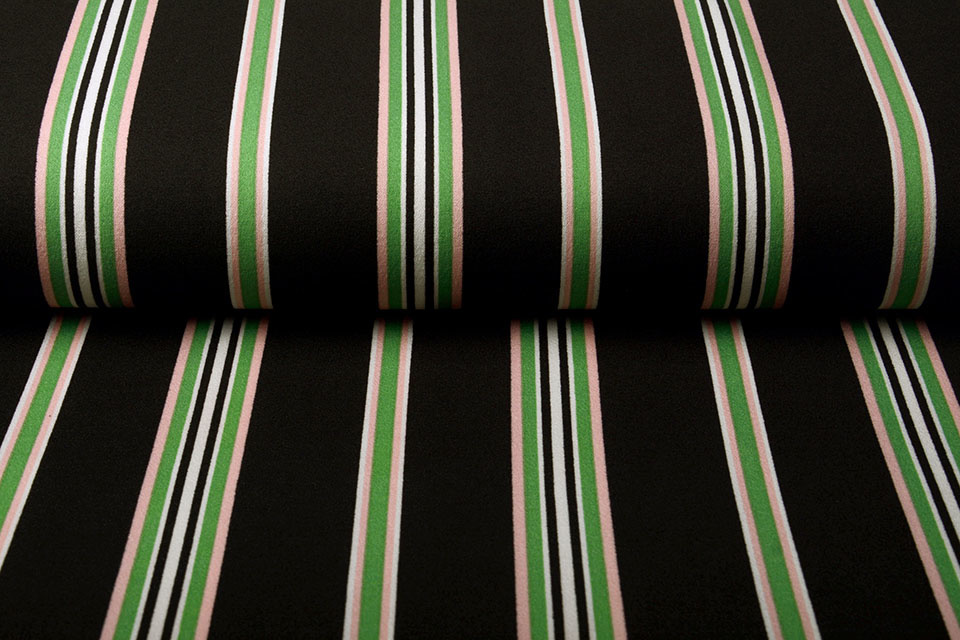 Scuba Crepe Sporty Stripe Black Green