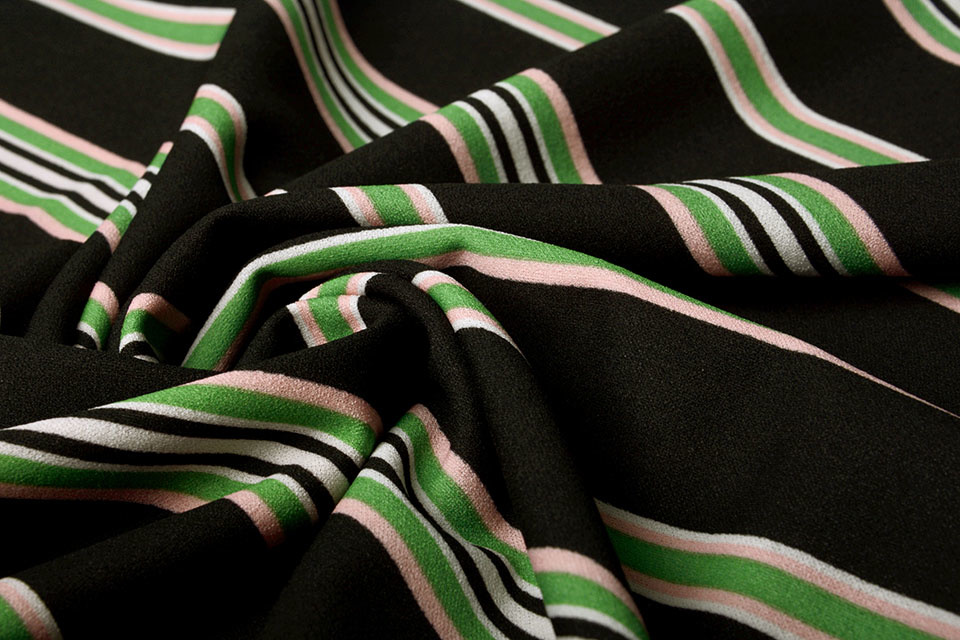 Scuba Crepe Sporty Stripe Black Green