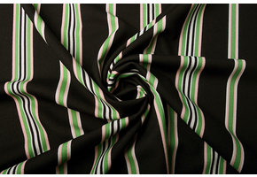 Scuba Crepe Sporty Stripe Black Green
