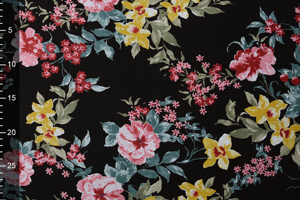 Viskose Leinen Lolita Blumen