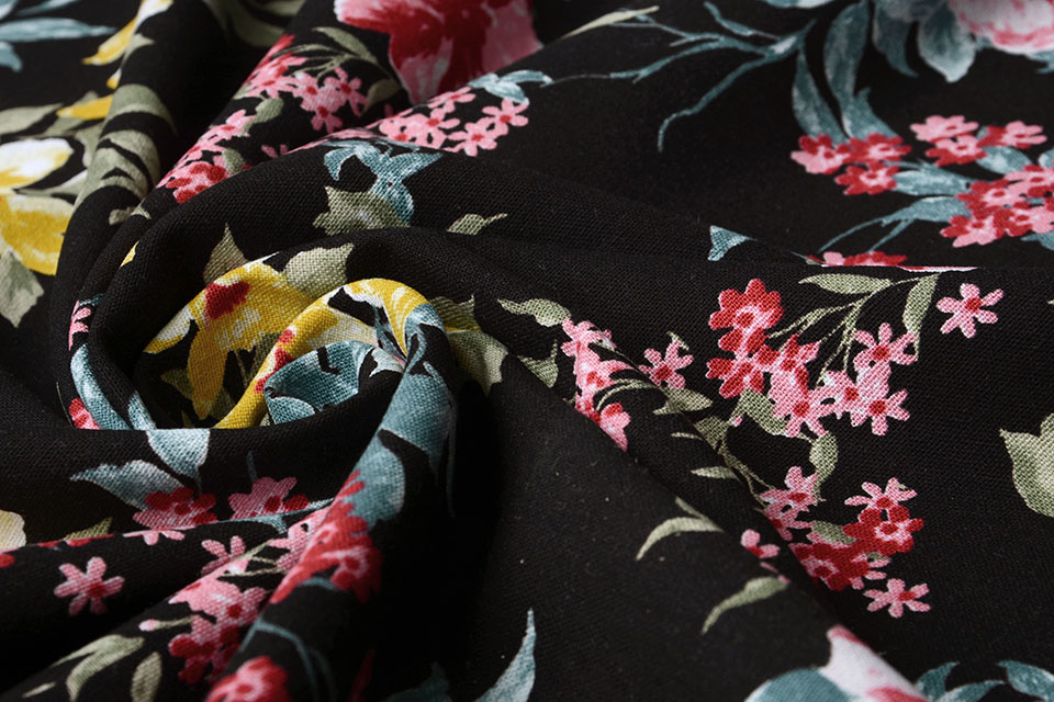 Viskose Leinen Lolita Blumen