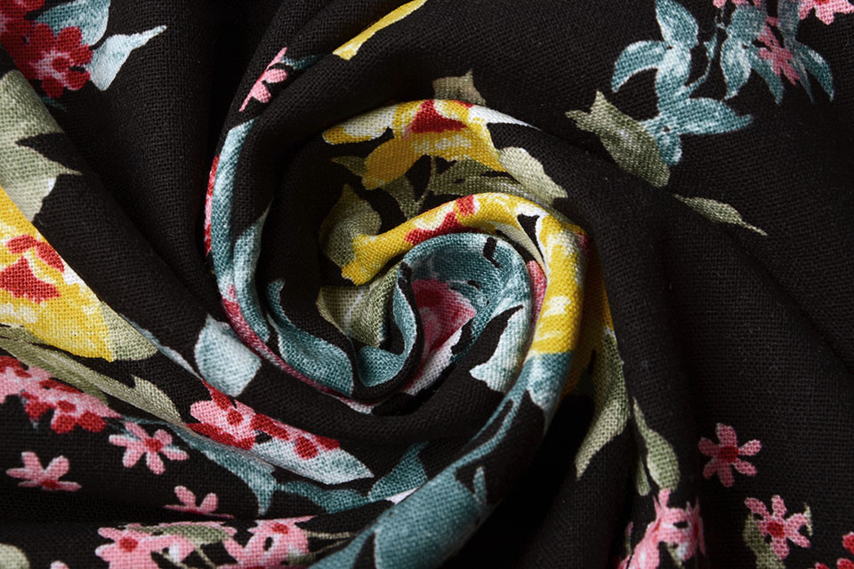 Viskose Leinen Lolita Blumen